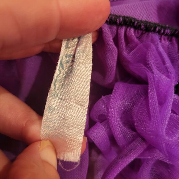 Vintage Union Made ILGWU Purple Sheer Ruffle Sleeve House Coat Robe M - Picture 12 of 13